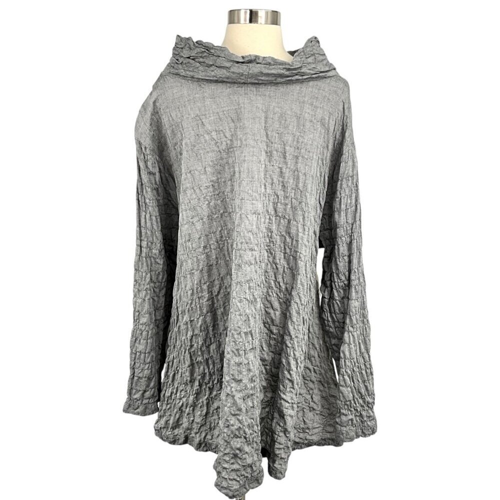 Steve Sells Studio Tie Dye Tunic Size S / M Gray Ivory Cowl Neck Long Sleeve - Picture 5 of 8